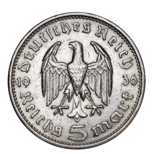 1936 Germania 5 Reichs Mark - Hindenburg