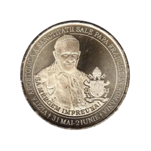 Moneda 50 Bani "Sanctitatea Sa Papa Francisc în România