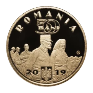 Moneda 50 Bani "Încheierea Marii Uniri - Regina Maria"