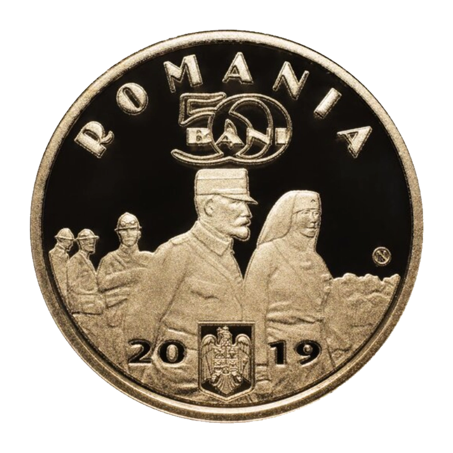 Moneda 50 Bani "Încheierea Marii Uniri - Regina Maria"